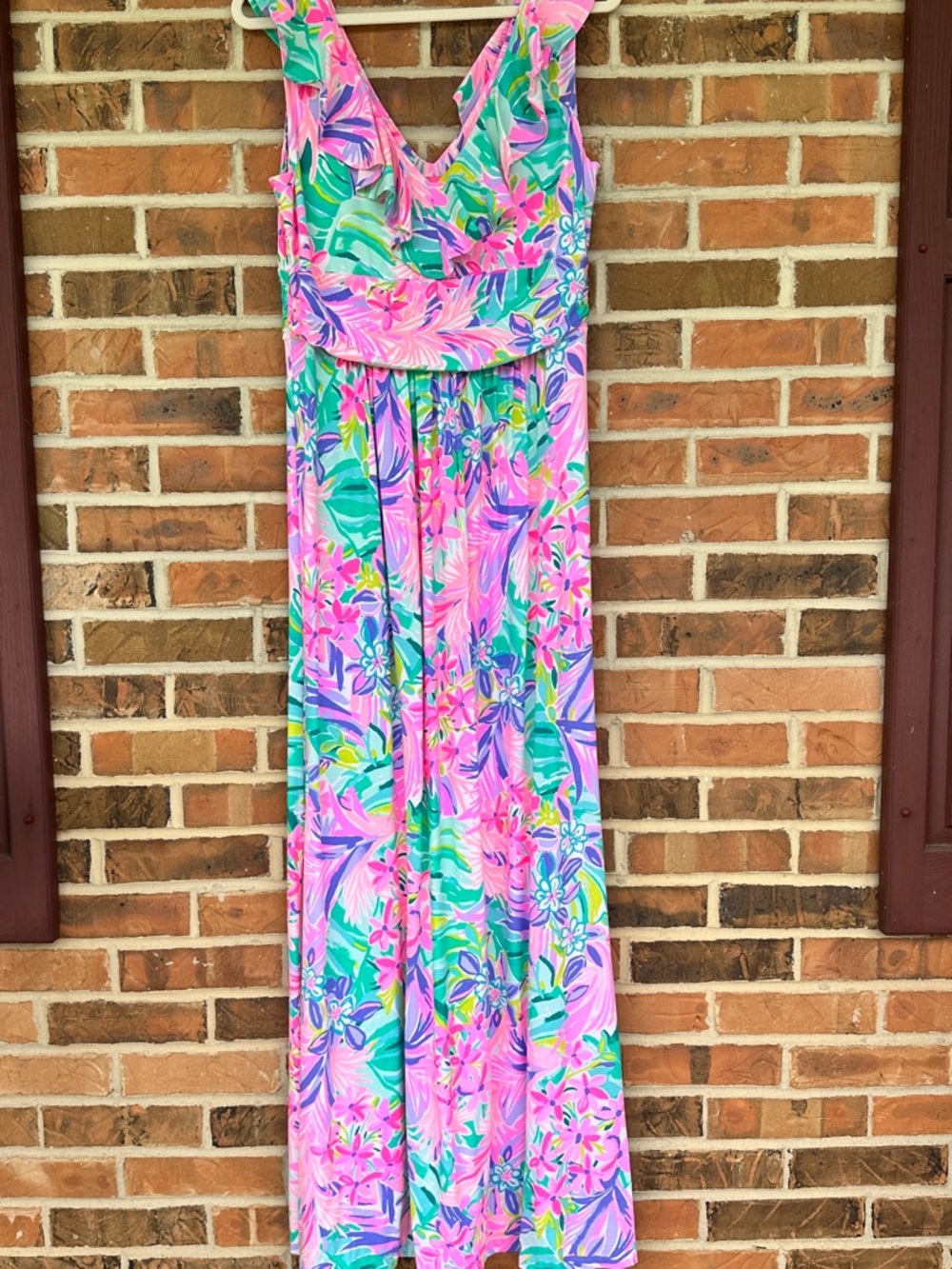 Lilly Pulitzer Pink & Teal Floral Maxi Dress